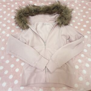 Hollister Blush Pink Fleece Hoodie fur trim